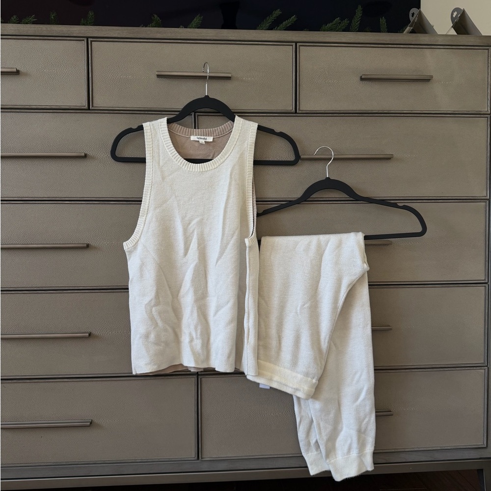 Splendid Cream Tan Knit Top and Matching Joggers size S